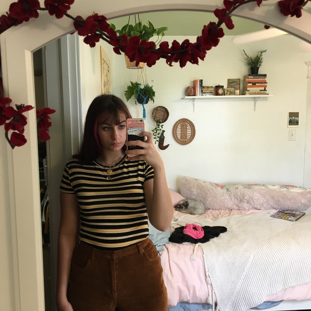 Zara Black and Yellow Striped Tee